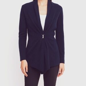 Neiman Marcus Sweater Navy Blue Cashmere 3/4 Sleeve Sparkle Cardigan Size L